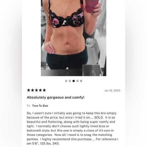 Victoria's Secret Atelier satin lace trim lightly line balconnette floral Bra - Picture 11 of 14